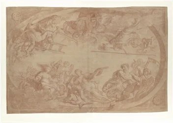 Allégorie de la séparation des artistes de la Guilde de Saint-Luc de La Haye, 1686 (dessin)